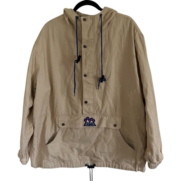 Round Two Beige Avalanche Parka Anorak Pullover Jacket Large - Picture 1 of 11